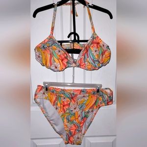 Xhilaration Brand High Waisted 2pc Bikini Swimsuit Size D-DD Top/ XL Bottom